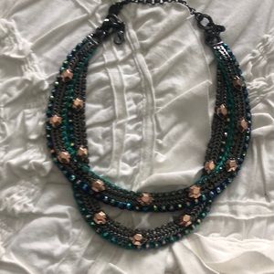 Stella and dot green and rose gold bib necklace
